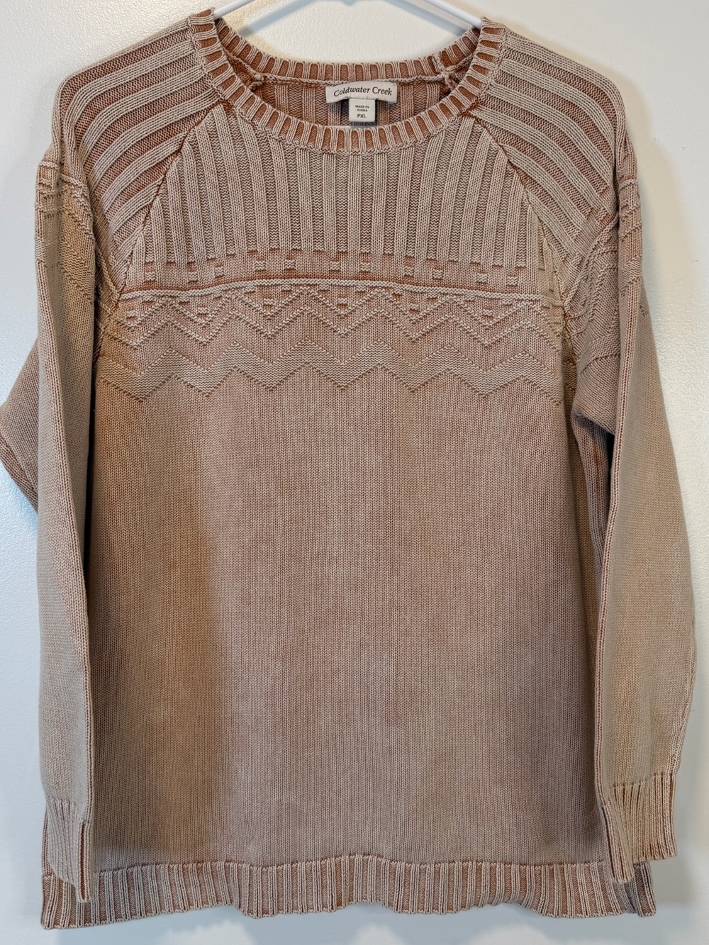 Coldwater Creek‎ Ribbed Yoke Crewneck Sweater Textured Knit Women’s XL Petite